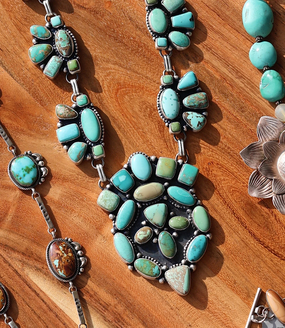 Calico Lake Turquoise Sterling Silver Necklace 3 Calico Lake Turquoise Sterling Silver Necklace