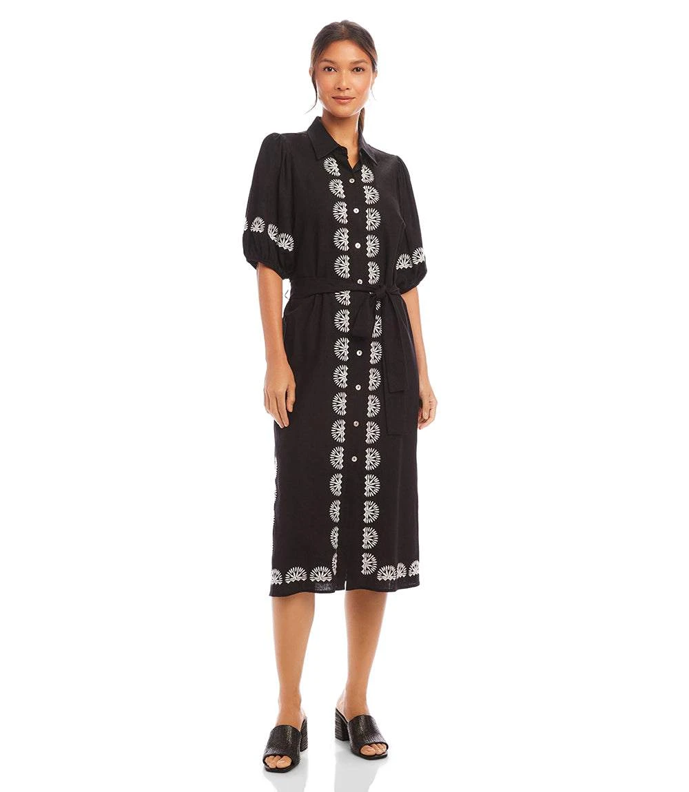Puff Sleeve Embroidered Shirtdress 6 Puff Sleeve Embroidered Shirtdress - Image 4