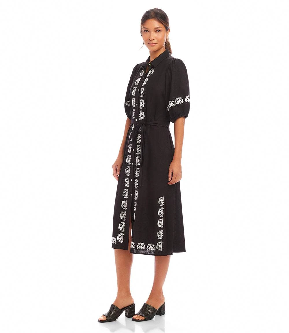 Puff Sleeve Embroidered Shirtdress 4 Puff Sleeve Embroidered Shirtdress - Image 2
