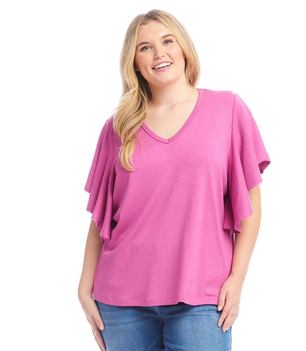 Plus Size Flutter Sleeve Top 3 Plus Size Flutter Sleeve Top