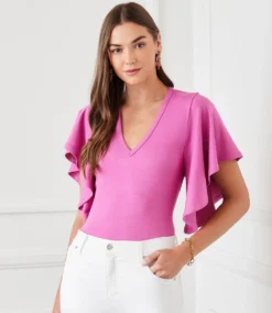 Flutter Sleeve V-Neck Top