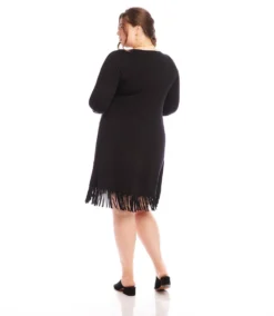 Plus Size 3/4 Sleeve Fringe Hem Dress 8 Plus Size 3/4 Sleeve Fringe Hem Dress -Ghost London 1L13044W BLK karenkane 2025 Spring 00 3