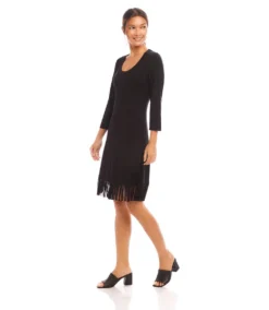 3/4 Sleeve Fringe Hem Dress -Ghost London 1L14005 BLK karenkane 2025 Spring 00 2