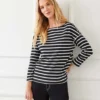 Stripe 3/4 Sleeve Boatneck Top -Ghost London 1L14200 BLC karenkane 2025 Spring 00