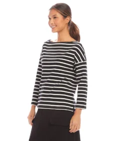 Stripe 3/4 Sleeve Boatneck Top -Ghost London 1L14200 BLC karenkane 2025 Spring 00 2