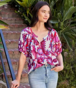 Short Sleeve Peasant Top