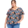 Plus Size Flutter Sleeve V-Neck Top -Ghost London 1L22301W PRT karenkane 2025 Spring 00 1