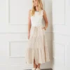 Metallic Stripe Tiered Midi Skirt -Ghost London 1L24600 STP karenkane 2025 Spring 00