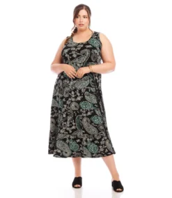 Plus Size Sleeveless Tiered Midi Dress