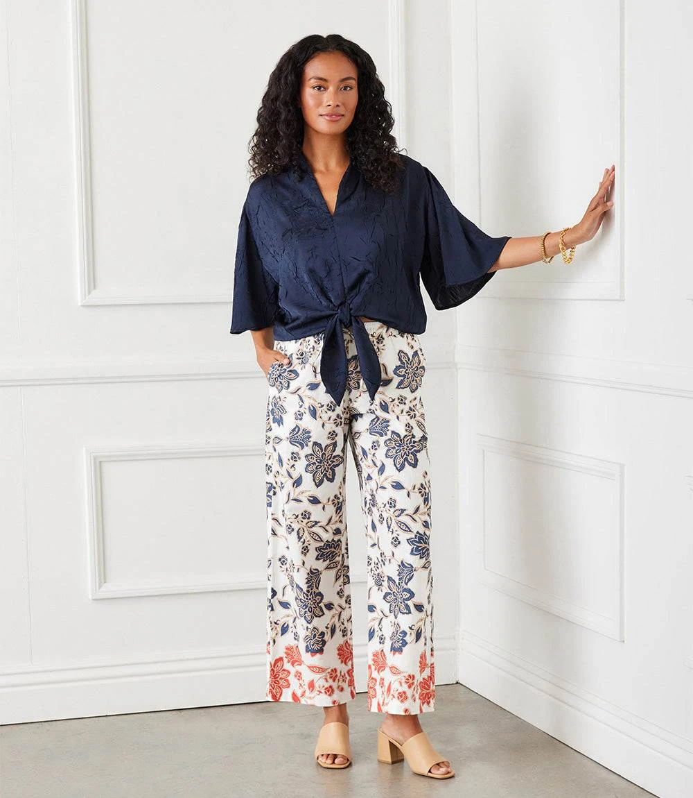 Flare Sleeve Tie Front Top 3 Flare Sleeve Tie Front Top