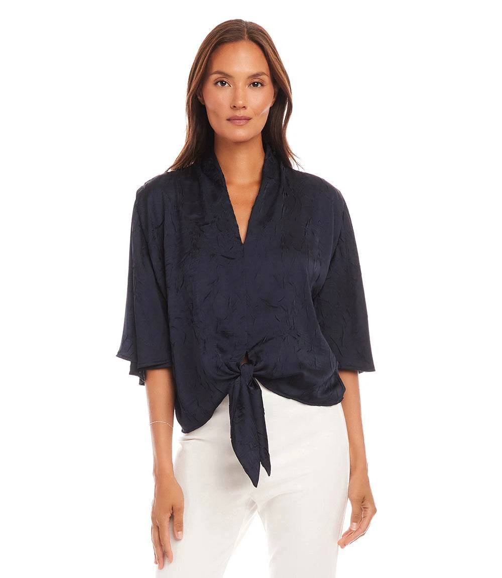 Flare Sleeve Tie Front Top 4 Flare Sleeve Tie Front Top - Image 2