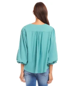 Layered Sleeve Shirred Blouse -Ghost London 1L60101 AQU karenkane 2025 Spring 00 3
