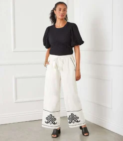 Embroidered Drawstring Ankle Pants 12 Embroidered Drawstring Ankle Pants -Ghost London 1L70242 CRE karenkane 2025 Spring 00