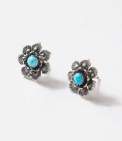 Embellished Flower Turquoise Earrings
