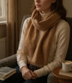 Merino Wool Fringed Scarf -Ghost London 25AAAC31 FBE7 4F4A 914C BA138EF887E8