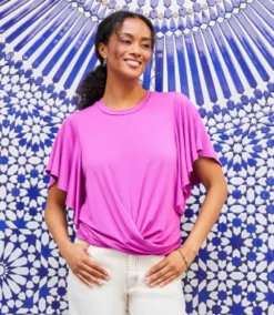 Flutter Sleeve Drape Front Top -Ghost London 2L13042 ORC KK 2025 Summer 00 1