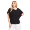 Plus Size Flutter Sleeve Crew Neck Top 1 Plus Size Flutter Sleeve Crew Neck Top -Ghost London 2L13043W BLK KK 2025 Summer 00 1