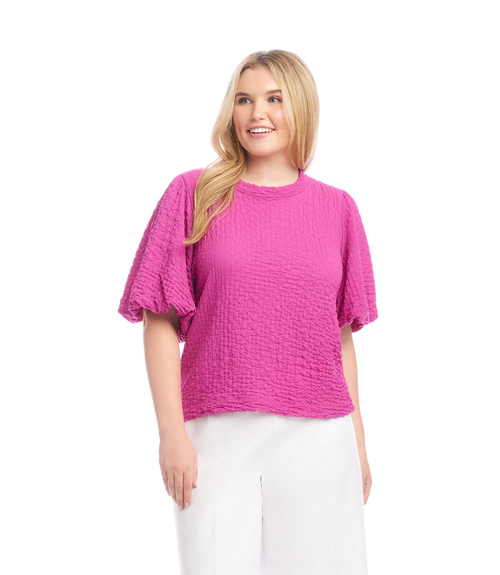 Plus Size Puff Sleeve Textured Top 3 Plus Size Puff Sleeve Textured Top
