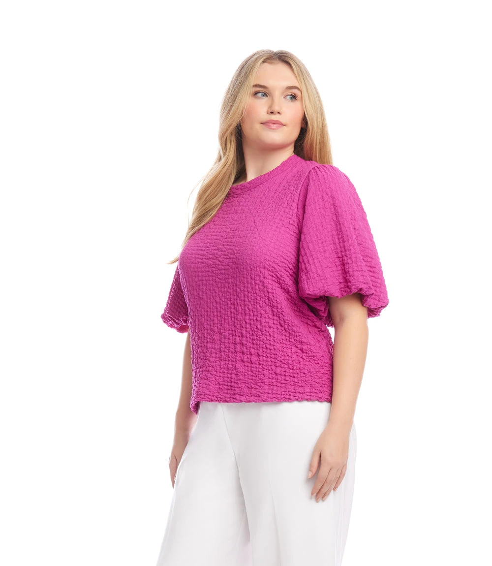 Plus Size Puff Sleeve Textured Top 4 Plus Size Puff Sleeve Textured Top - Image 2