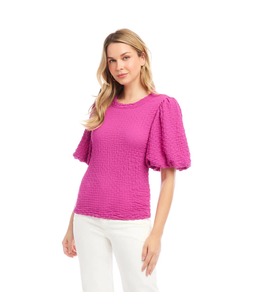 Puff Sleeve Textured Top 5 Puff Sleeve Textured Top - Image 3