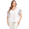 Plus Size Embroidered Flutter Sleeve Top 2 Plus Size Embroidered Flutter Sleeve Top -Ghost London 2L21701W OWH karenkane 2025 Summer 00 1