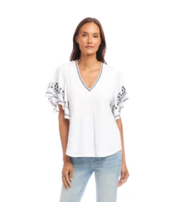 Embroidered Flutter Sleeve Top -Ghost London 2L21701 owh karenkane 2025 Summer 00 3
