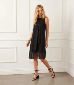 Sleeveless Draped Crossover Dress