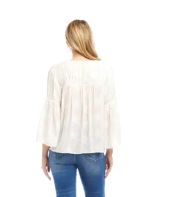 Flare Sleeve Embroidered Pintuck Detail Top -Ghost London 2L30200 OWH KK 2025 Summer 00 4