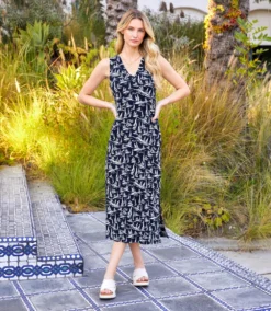 Sleeveless V-Neck Midi Dress