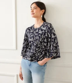 Flare Sleeve Drape Front Top -Ghost London 2L32601 PRT KK 2025 Summer 00 5