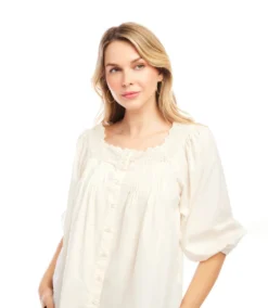 3/4 Sleeve Square Neck Button-Up Blouse -Ghost London 2L70121 CRE KK 2025 Summer 00 5