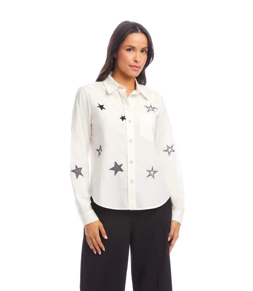 Long Sleeve Embroidered Star Shirt 5 Long Sleeve Embroidered Star Shirt - Image 3