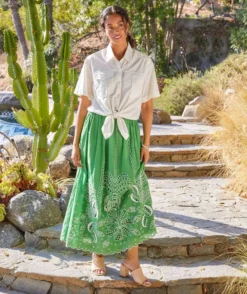 Cutout Embroidery Midi Skirt -Ghost London 2L70123 GRE KK 2025 Summer 00 1