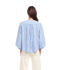 Stripe Layered Sleeve Shirred Blouse -Ghost London 2L70128 STP KK 2025 Summer 00 3