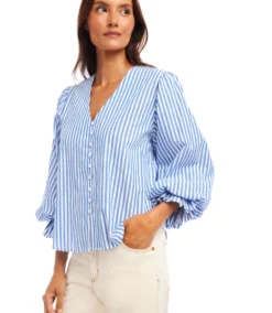 Stripe Layered Sleeve Shirred Blouse -Ghost London 2L70128 STP KK 2025 Summer 00 4