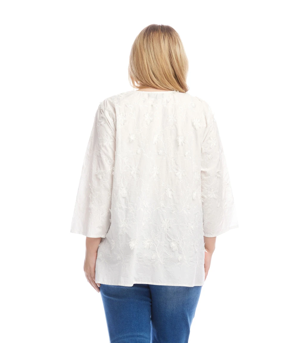 Plus Size 3/4 Sleeve Embroidered Tunic 5 Plus Size 3/4 Sleeve Embroidered Tunic - Image 3