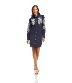 Embroidered Puff Sleeve Shirtdress -Ghost London 2L70275 NAV 2025 Summer 00 3