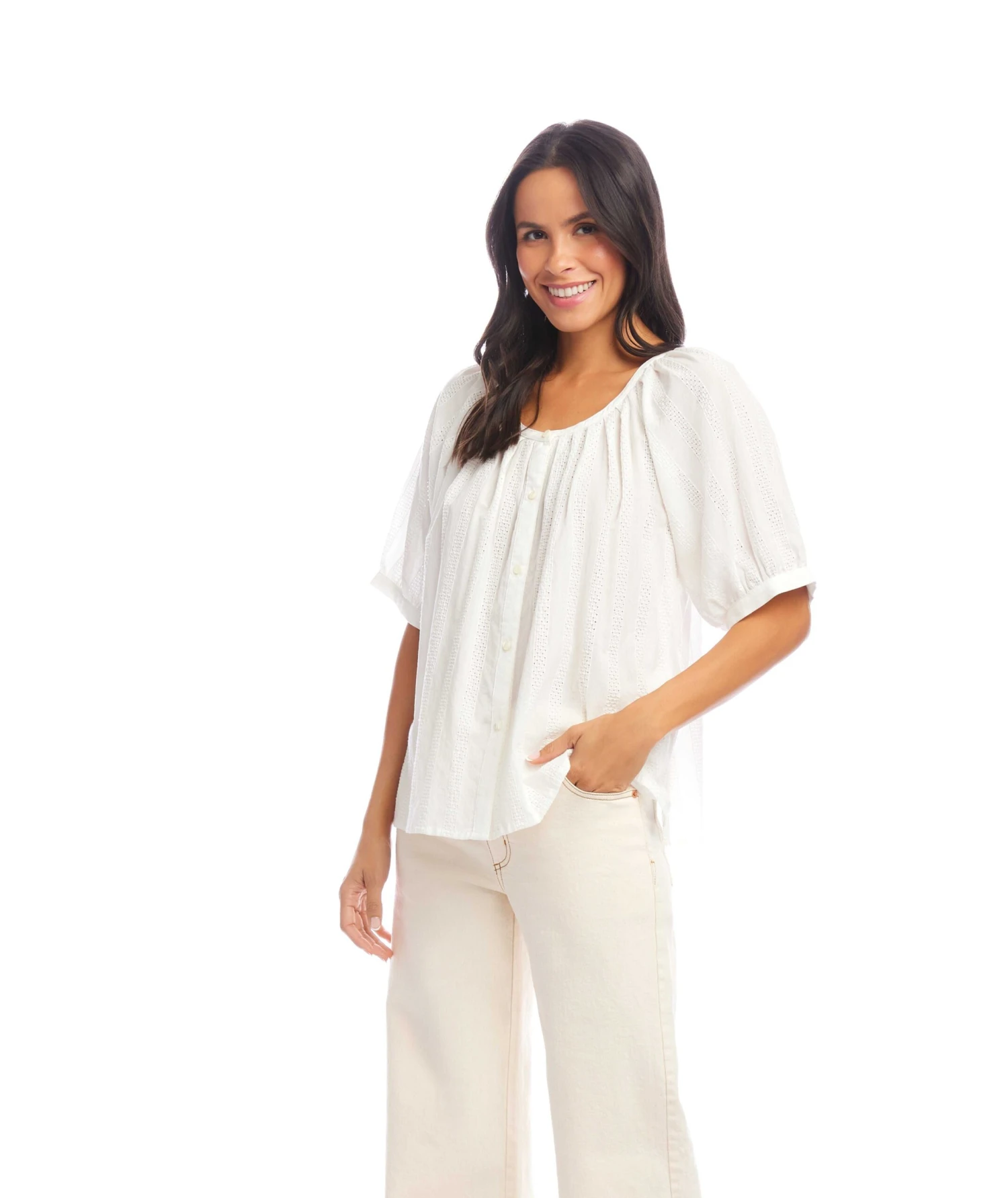 Petite Size Short Sleeve Embroidered Peasant Top 5 Petite Size Short Sleeve Embroidered Peasant Top - Image 3