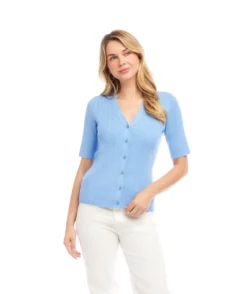 Short Sleeve Ribbed Cardigan Sweater -Ghost London 2L89102 LAK karenkane 2025 Summer 00 1 scaled