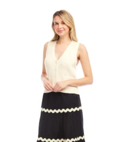 Ribbed Button Sweater Vest 12 Ribbed Button Sweater Vest -Ghost London 2L89110 CRE KK 2025 Summer 00 2