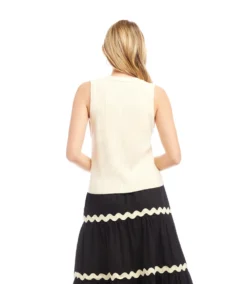 Ribbed Button Sweater Vest 13 Ribbed Button Sweater Vest -Ghost London 2L89110 CRE KK 2025 Summer 00 3