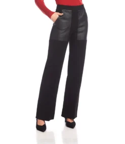 Contrast Faux Leather Pocket Wide-Leg Pants 11 Contrast Faux Leather Pocket Wide-Leg Pants -Ghost London 3L09033 BLK karenkane 2025 fall 00 3