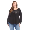 Plus Size Long Sleeve Embellished Shirttail Top -Ghost London 3L13044W BLK karenkane 2025 fall 00 1