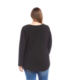 Plus Size Long Sleeve Embellished Shirttail Top -Ghost London 3L13044W BLK karenkane 2025 fall 00 3