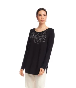 Long Sleeve Embellished Shirttail Top -Ghost London 3L13044 BLK karenkane 2025 fall 00 3