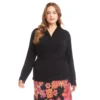 Plus Size Long Sleeve Crossover Side-Shirred Top 1 Plus Size Long Sleeve Crossover Side-Shirred Top -Ghost London 3L13047W BLK karenkane 2025 fall 00 1