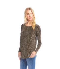 Petite Size Long Sleeve Metallic Knit Shirttail Top 10 Petite Size Long Sleeve Metallic Knit Shirttail Top -Ghost London 3L14201P LEO karenkane 2025 fall 00 4