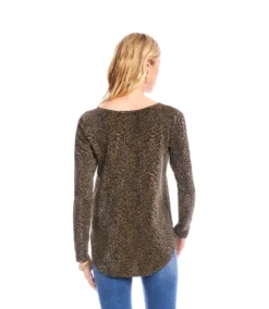 Petite Size Long Sleeve Metallic Knit Shirttail Top 11 Petite Size Long Sleeve Metallic Knit Shirttail Top -Ghost London 3L14201P LEO karenkane 2025 fall 00 5