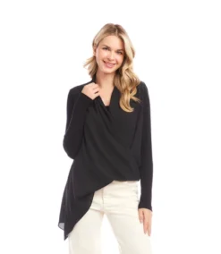 Contrast Double Layer Wrap Top -Ghost London 3L25012 BLK karenkane 2025 fall 00 5