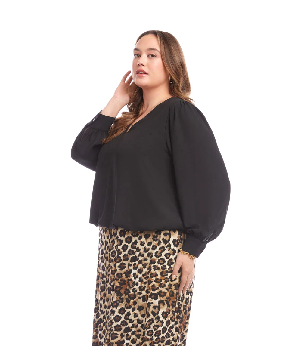 Plus Size Puff Sleeve V-Neck Top 4 Plus Size Puff Sleeve V-Neck Top - Image 2